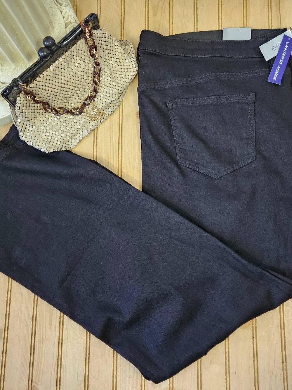 NWT Catherines Plus Size 28W Black Bootcut Universal Stretch Jeans MSRP $59.95